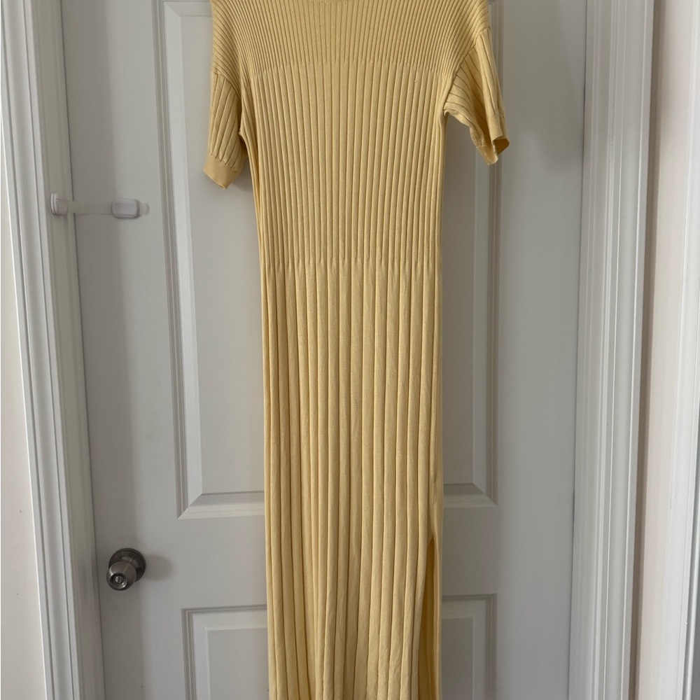 NAADAM NWOT Silk and Cashmere Yellow Knit Midi Dress - Picture 3 of 5